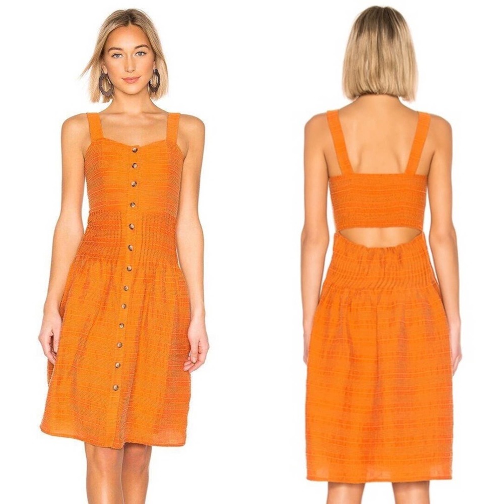 NWT Revolve Tularosa Tara Orange Stripe Open Back A-Line Sleeveless Midi Dress